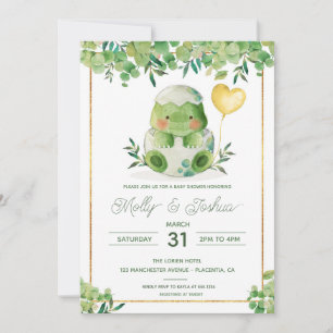 Cute Dinosaur Baby shower Vert Dino Invitation
