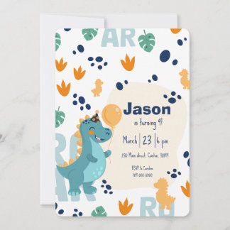 Cute Dinosaur Birthday Invitation Einladung