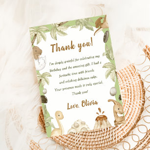 Cute Dinosaur Boy Carte de remerciements d'anniver