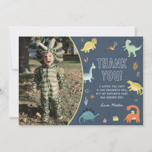 Cute Dinosaur Carte de remerciements avec photo