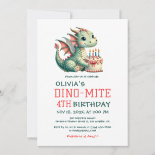 Cute Dinosaur Dino - Mite Anniversaire Invitation