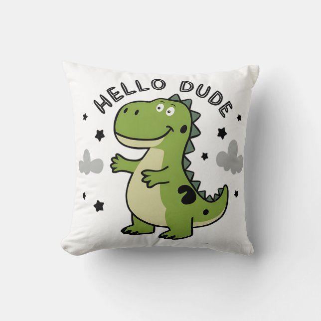 Cute Dinosaur for أطفال Kids | Hello Dude Kissen (Vorderseite)
