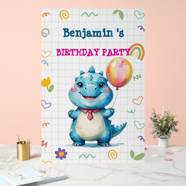 Cute Dinosaur Garçon Joyeux anniversaire fête colo (Mariage)