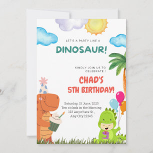 Cute Dinosaur Invitation d'anniversaire pour n'imp