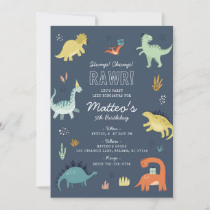 Cute Dinosaur Invitation de fête d'anniversaire