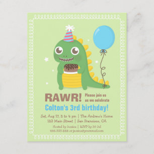 Cute Dinosaur Invitations de fête d'anniversaire