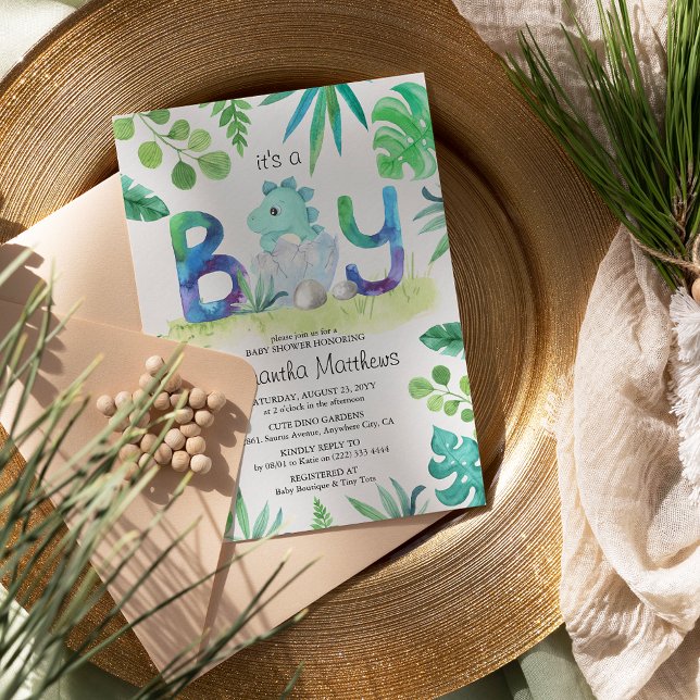 Cute Dinosaur 'It's a Boy' Baby Shower Einladung (Von Creator hochgeladen)