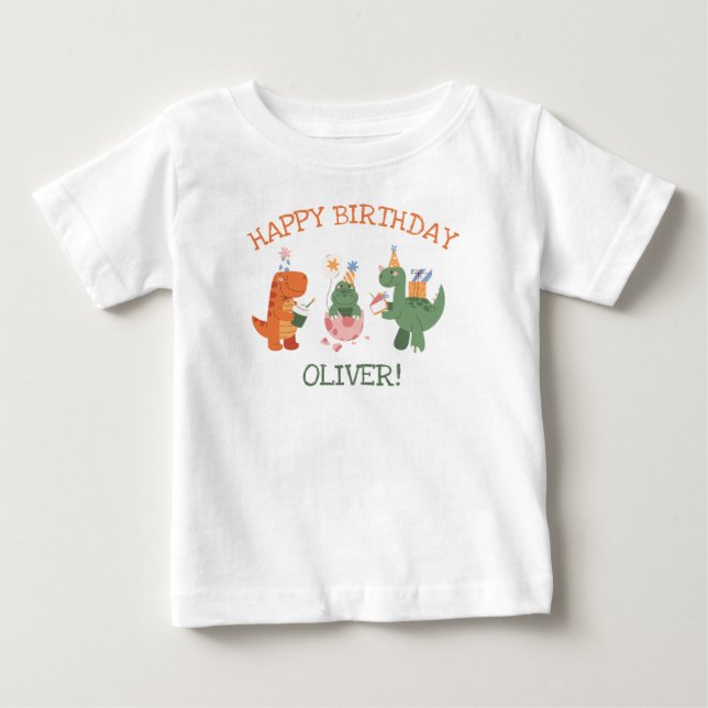 Cute Dinosaur Kids Birthday Guest of Honor T-Shirt (Devant)