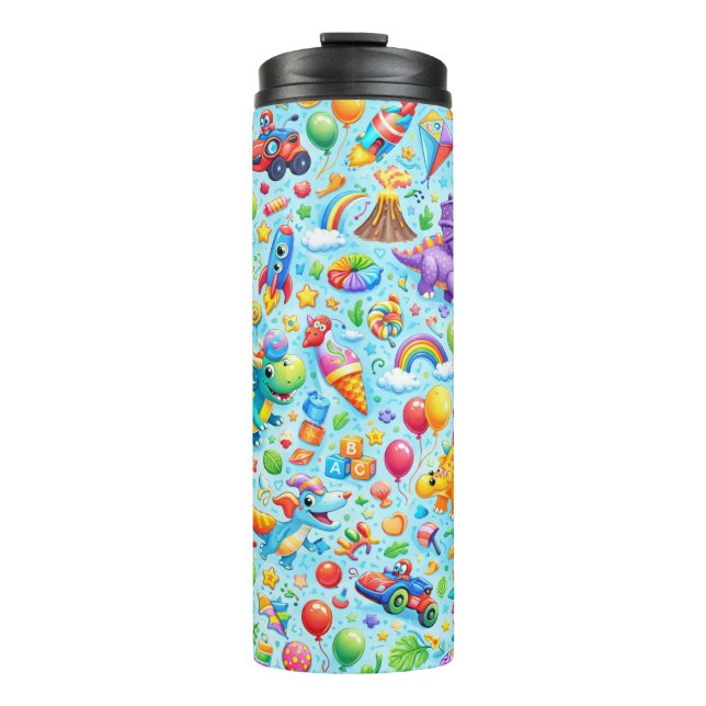 Cute Dinosaur Kids Pattern Thermosbecher (Vorderseite)