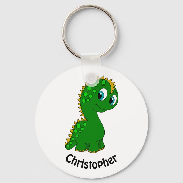 Cute Dinosaur Personalized Schlüsselanhänger (Vorderseite)