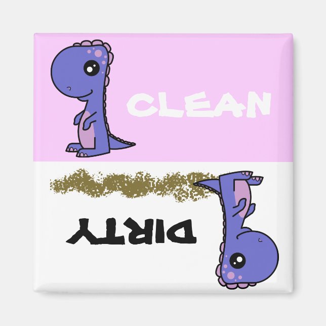 Cute Dinosaur Propre Lave-Vaisselle Sale Magnet (Devant)