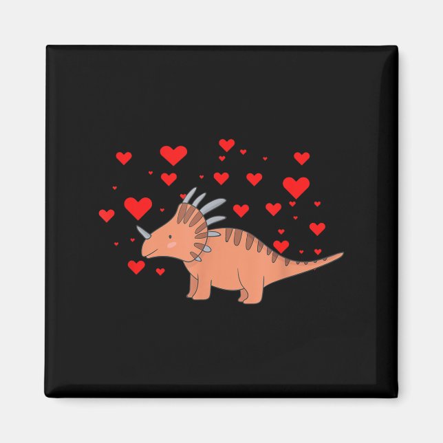 Cute Dinosaur Shirt For Valentines Day _ Tricerato Magnet (Vorne)
