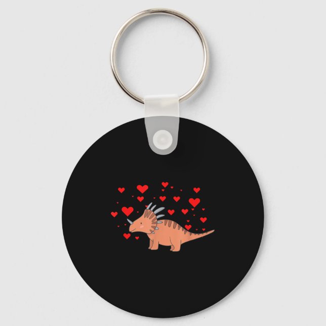Cute Dinosaur Shirt For Valentines Day _ Tricerato Schlüsselanhänger (Vorderseite)