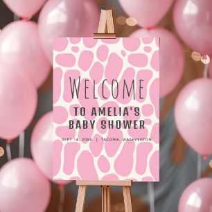 Cute Dinosaur Spots Girl Baby Affiche de bienvenue