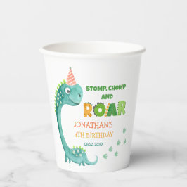 Cute Dinosaur Stomp Chomp Roar Birthday Pappbecher