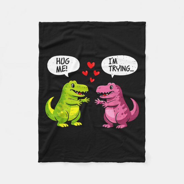 Cute Dinosaur T Rex Hug Valentines Day Couple Boyf Fleecedecke (Vorderseite)