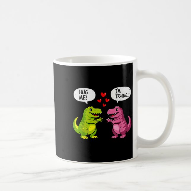 Cute Dinosaur T Rex Hug Valentines Day Couple Boyf Kaffeetasse (Rechts)