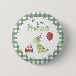 Cute Dinosaur Three-rex Birthday Button