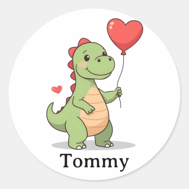 Cute Dinosaur Valentine Sticker for Boys (Devant)