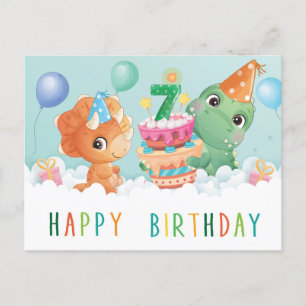 Cute dinosaure 7ème anniversaire carte