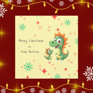 Cute dinosaure frères carte de Noël personnalisée