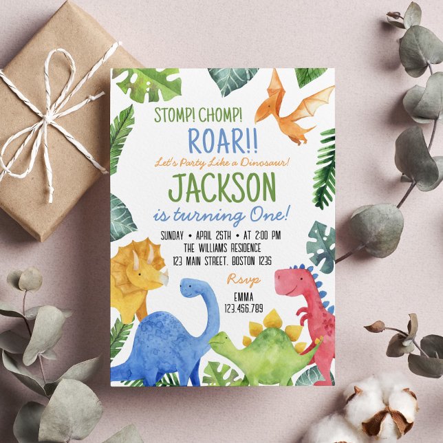 Cute Dinosaures Invitation de fête d'anniversaire (Créateur téléchargé)