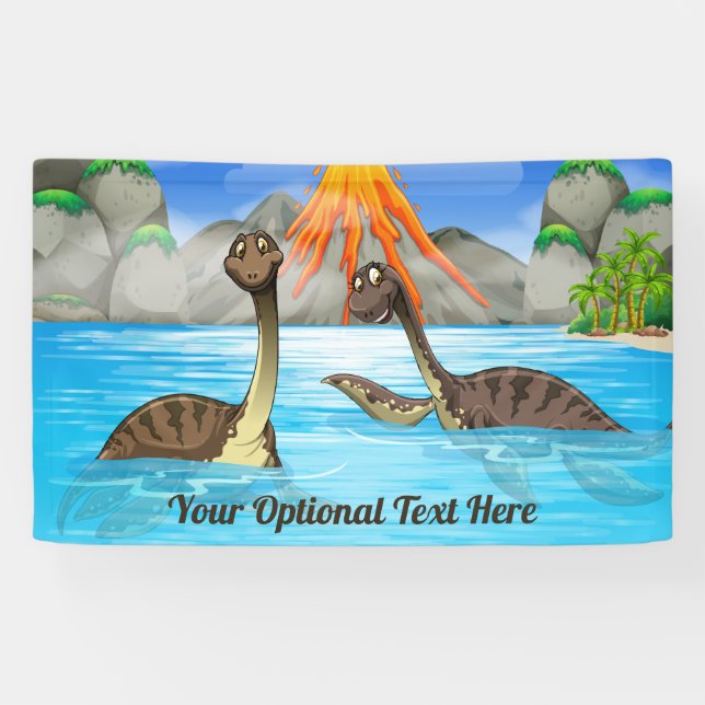 Cute Dinosaures texte personnalisé Bannière pour e (Horizontal)