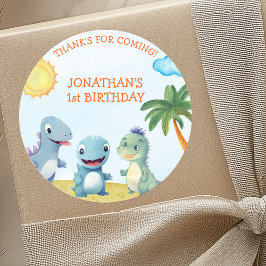 Cute Dinosaurs, Boy's birthday Runder Aufkleber