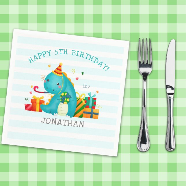 Cute Dinosaurs Stomp Chomp and roar birhtday Kids Serviette (Von Creator hochgeladen)