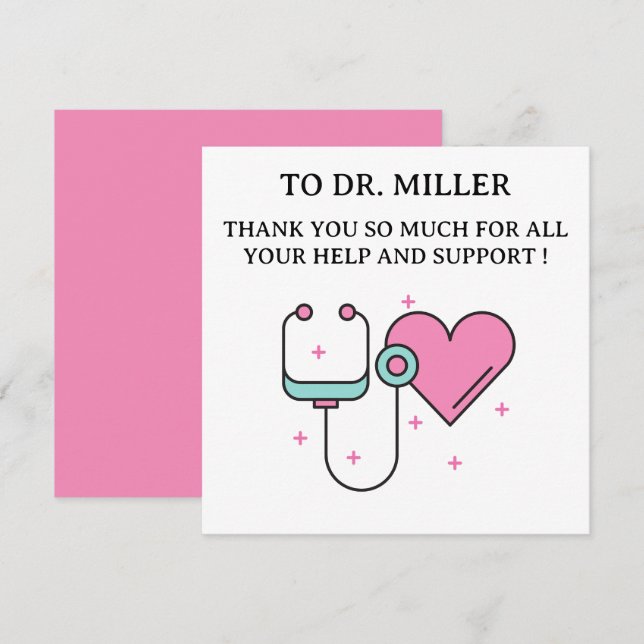 Cute Doctor Thank You Card (Vorne/Hinten)