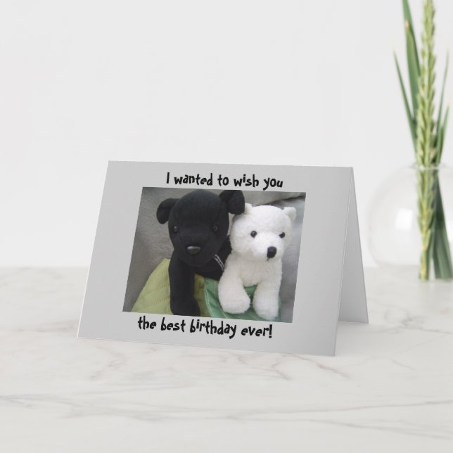 Cute Dog And Bear Birthday Karte (Vorderseite)