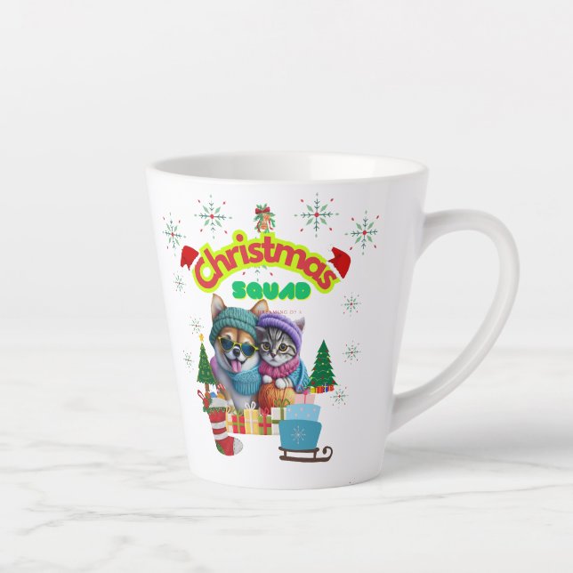 Cute dog and cat Christmas squad design  Milchtasse (Rechts)