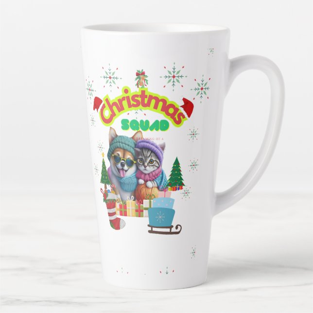 Cute dog and cat Christmas squad design  Milchtasse (Rechts)