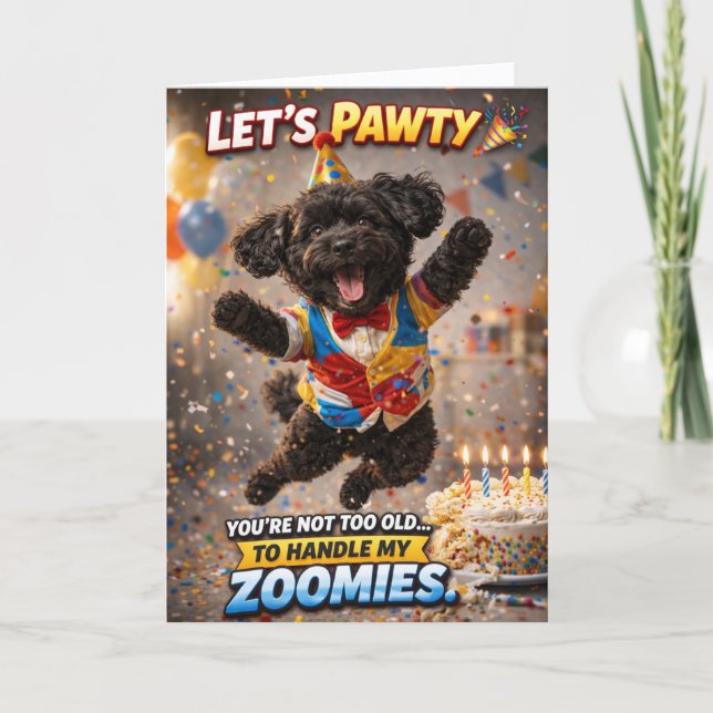Cute Dog Birthday Card Funny Zoomies Cockapoo Karte (Vorderseite)