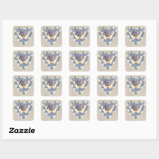 Cute Dog Couple in Heart Wedding Sticker (Blatt)