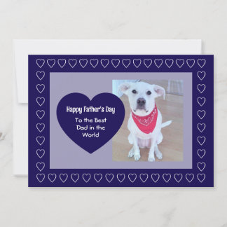 Cute Dog Dark Blue One Photo Heart Father's Day Feiertagskarte