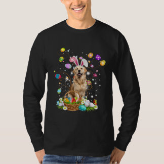 Cute Dog Golden Retriever  Easter Day Egg Hunting T-Shirt