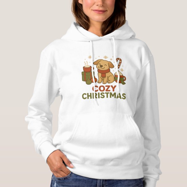 Cute Dog in Christmas Outfit with Cozy Christmas  Hoodie (Vorderseite)