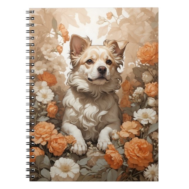 cute dog in flowers notizblock (Vorderseite)