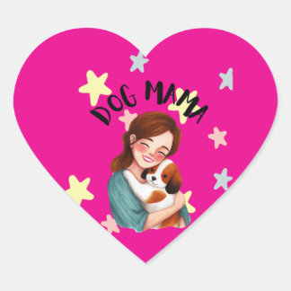 Cute dog mama  Herz-Aufkleber