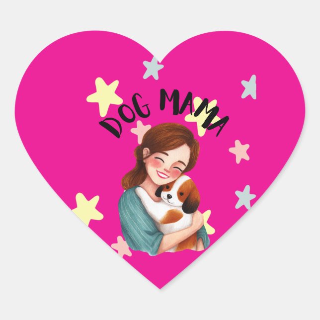 Cute dog mama  Herz-Aufkleber (Vorderseite)
