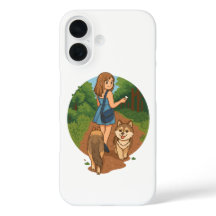 Cute Dog Mom Walking Puppies Forest Trail Illustra