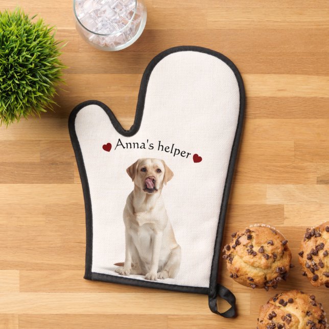 Cute Dog Oven Mitt – Personalized with Text Ofenhandschuh (Oben unten)