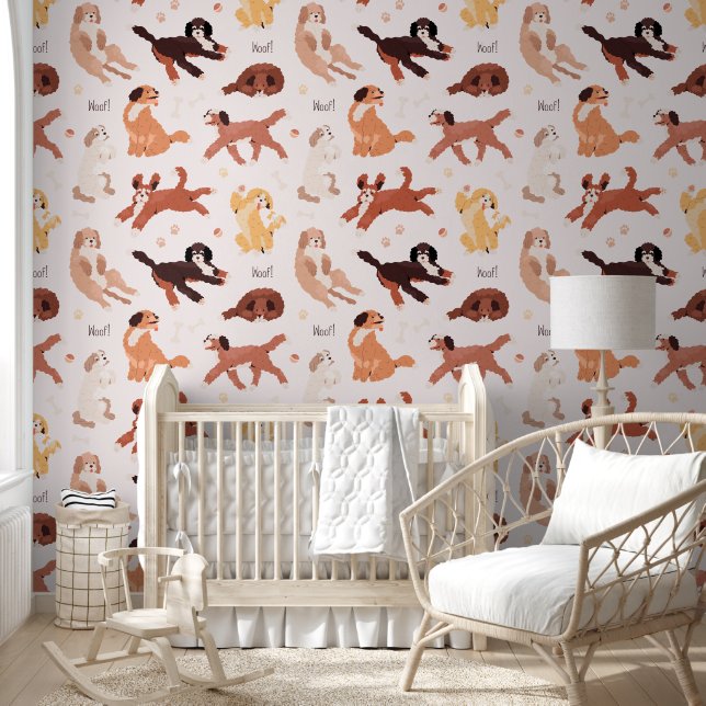 Cute Dog Pattern for Your Kid Room Tapete (Kinder)