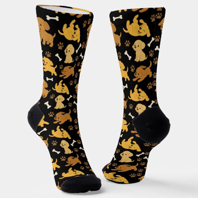 Cute Dog Pattern Socken (Gewinkelt)