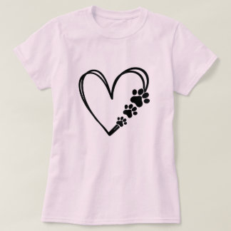 Cute Dog Paw Heart T-Shirt Pet Lover Gift