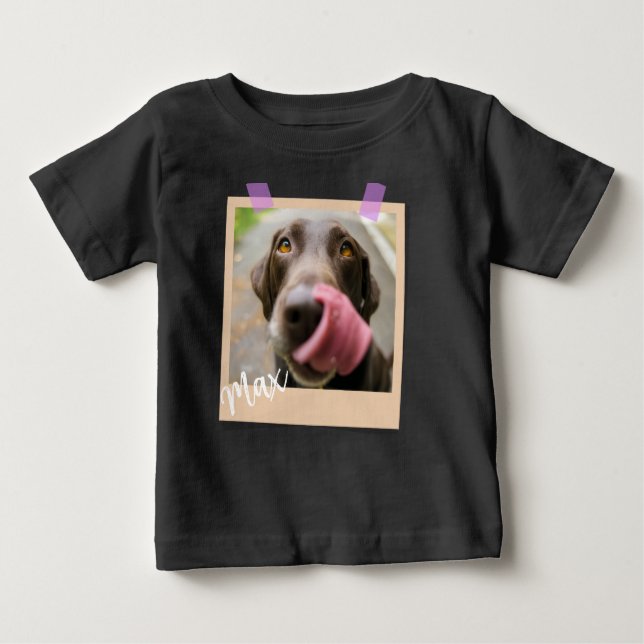 Cute Dog Polaroid Style Photo Art Baby T-shirt (Vorderseite)