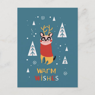 Cute Dog Postcard in Christmas Postkarte