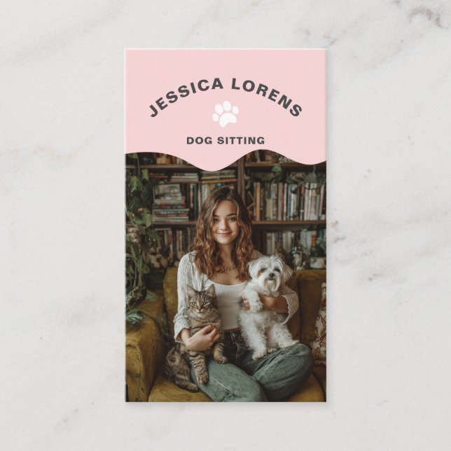 Cute Dog Sitter, Pet Groomer, Dog Walker Visitenkarte (Vorderseite)