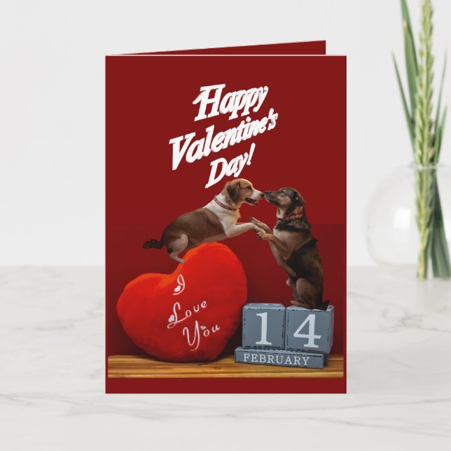 Cute Dog Valentine’s Day Folded Greeting Card Karte (Vorderseite)
